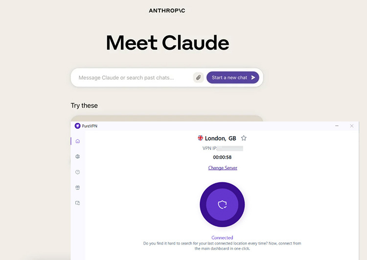 Access Claude AI Outside of the US and the UK Using PureVPN