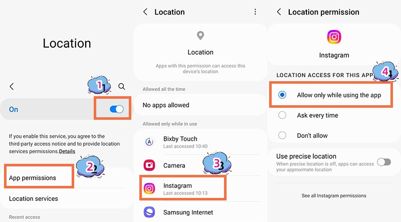 Allow Instagram Access your Location on Android Phone