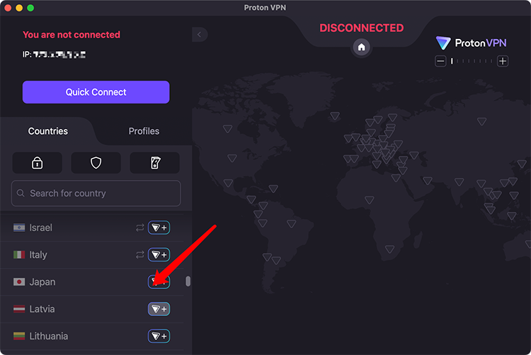 Connect to a VPN Server in Japan