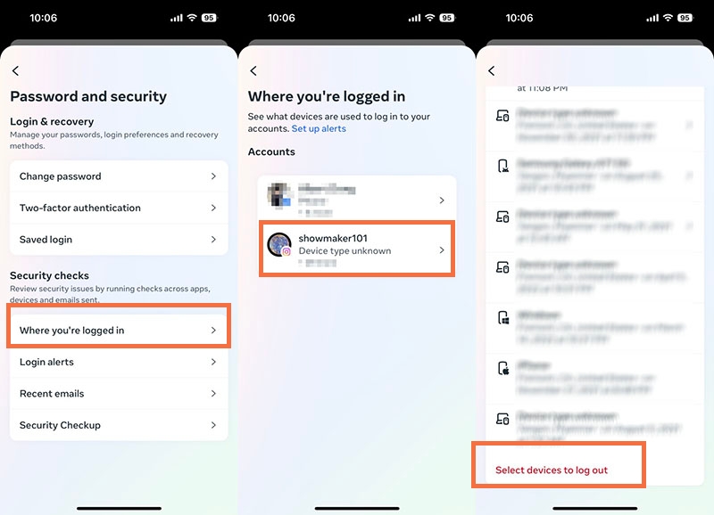 Remove Previous Login Details on Instagram - Step 3