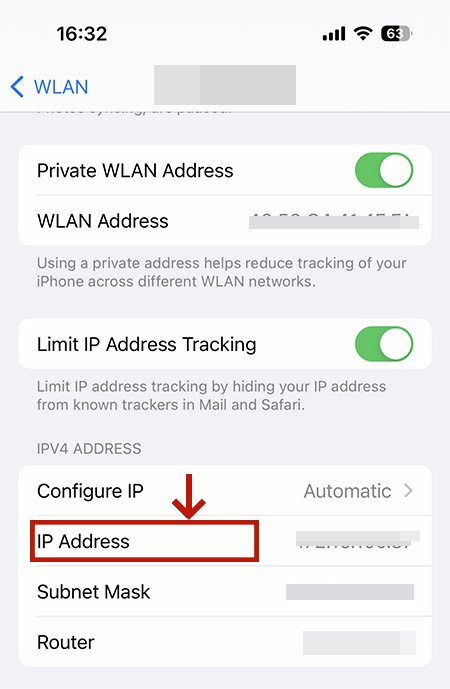 Trouver l'adresse IP de l'iPhone avec le WiFi