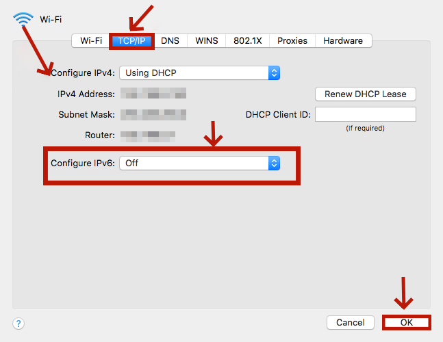 Turn off IPv6 on Mac via System Preference