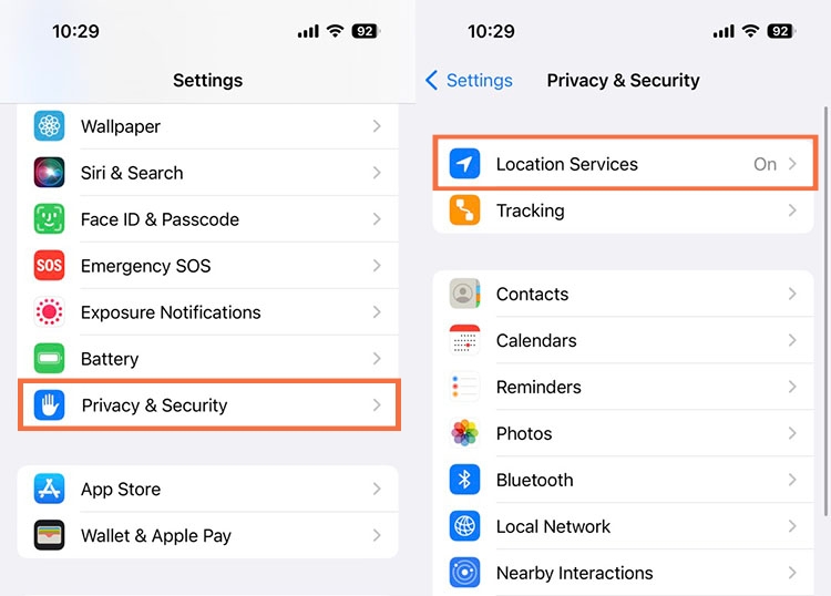 Turn on Location Services on iPhone