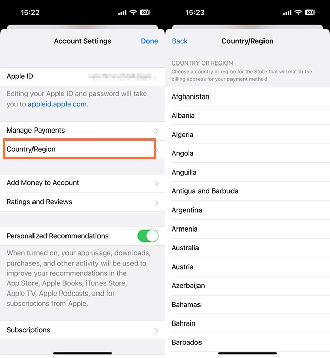 Ubah Negara App Store