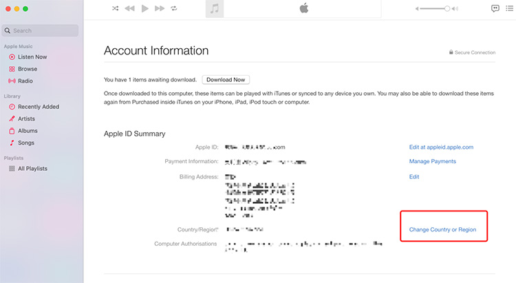 Ubah Negara Apple Store di Mac Langkah 5