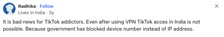 Why Cannot Inidan Access TikTok Even with a VPN